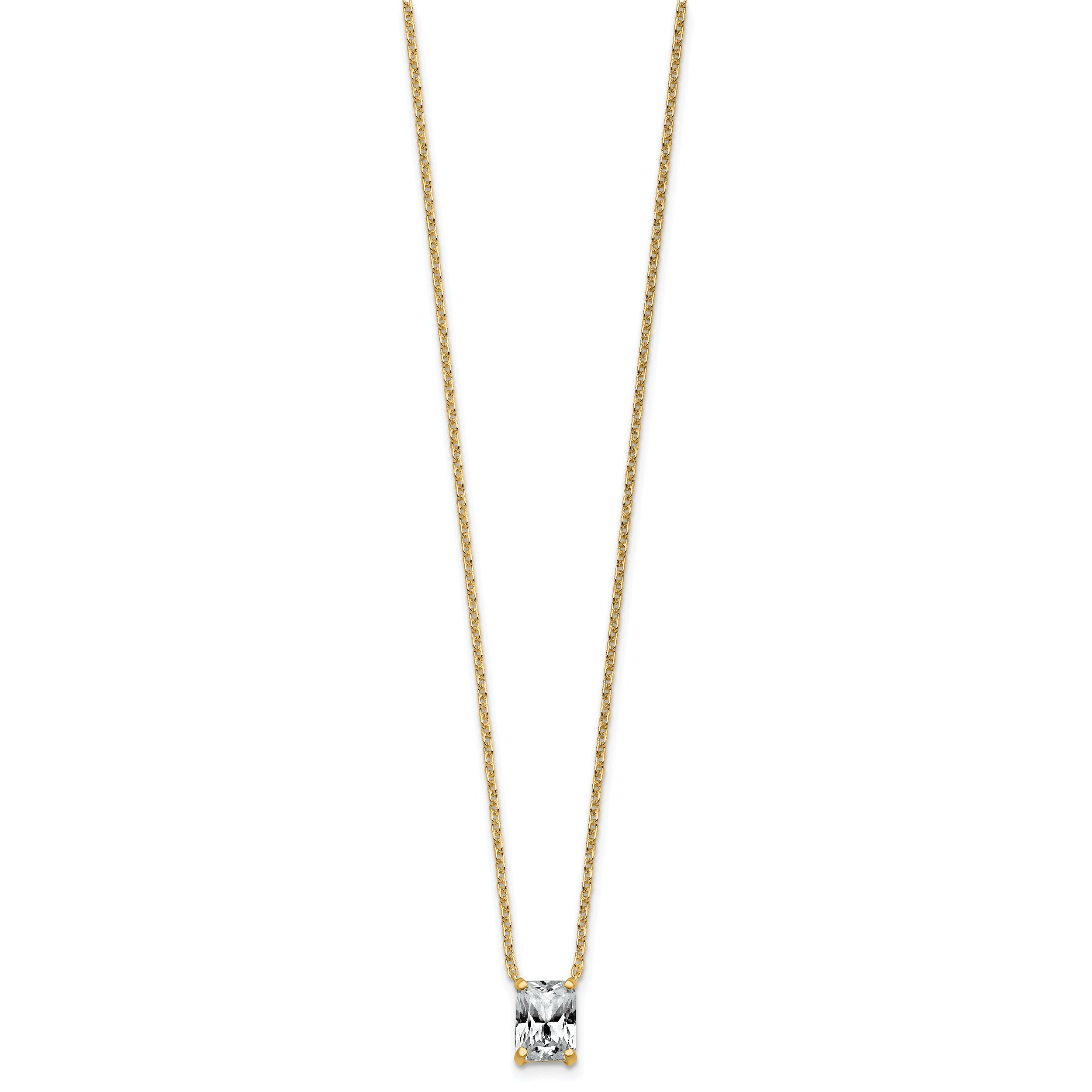 14k 1 1/2 carat Certified Lab Grown Diamond VS+ F+ Radiant Complete 18 inch Four Prong Pendant Necklace