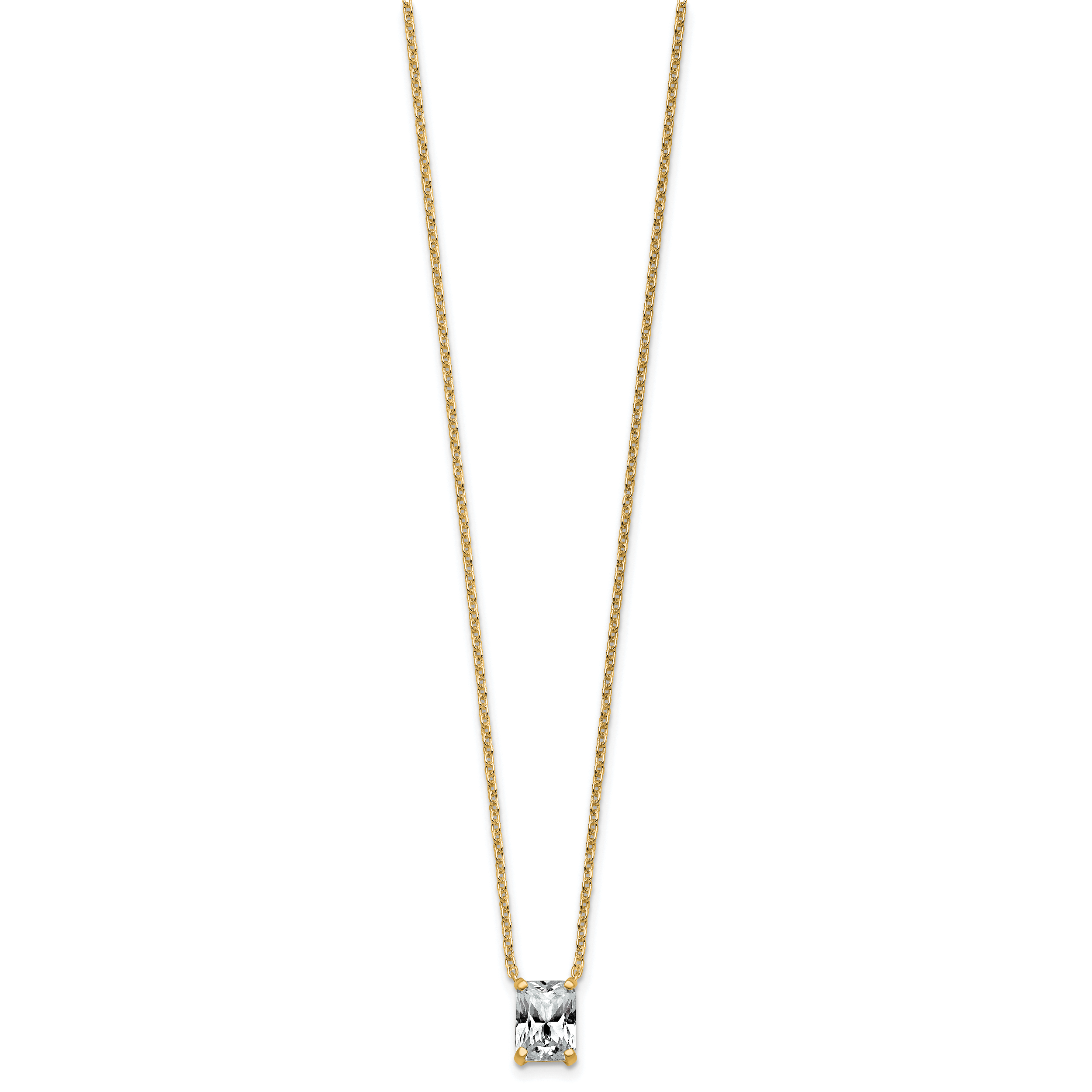 14k 1 1/2 carat Certified Lab Grown Diamond VS+ F+ Radiant Complete 18 inch Four Prong Pendant Necklace Secondary image