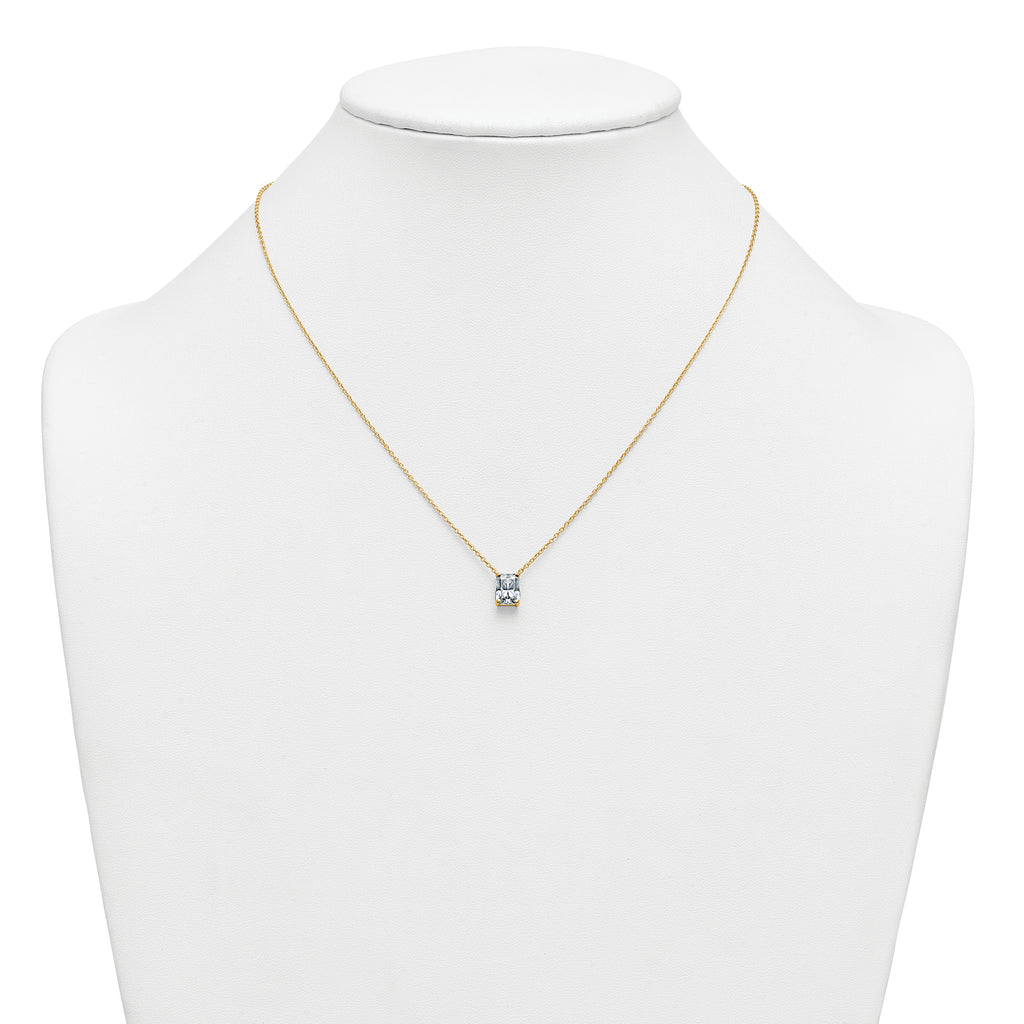 14k 1 1/2 carat Certified Lab Grown Diamond VS+ F+ Radiant Complete 18 inch Four Prong Pendant Necklace