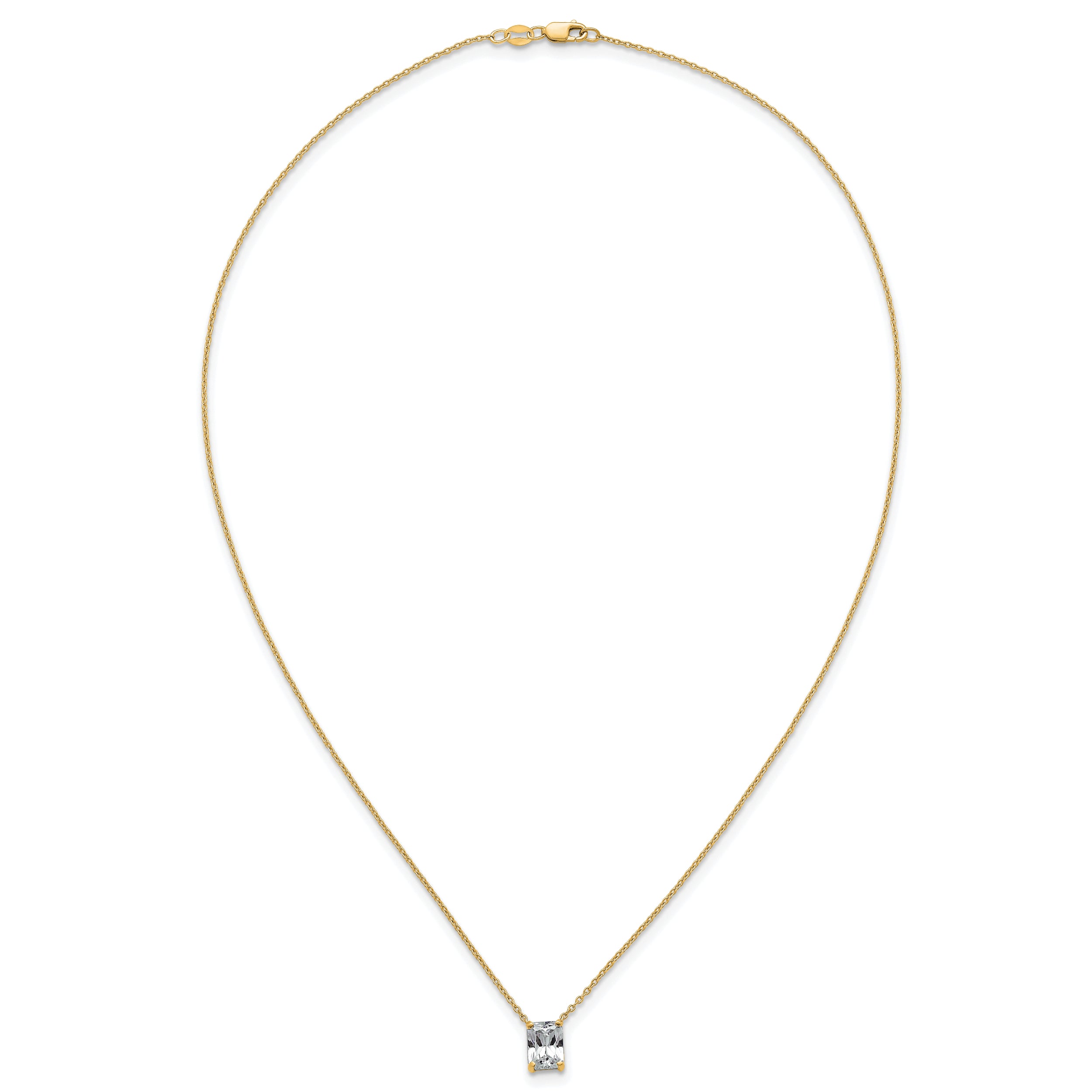 14k 1 1/2 carat Certified Lab Grown Diamond VS+ F+ Radiant Complete 18 inch Four Prong Pendant Necklace
