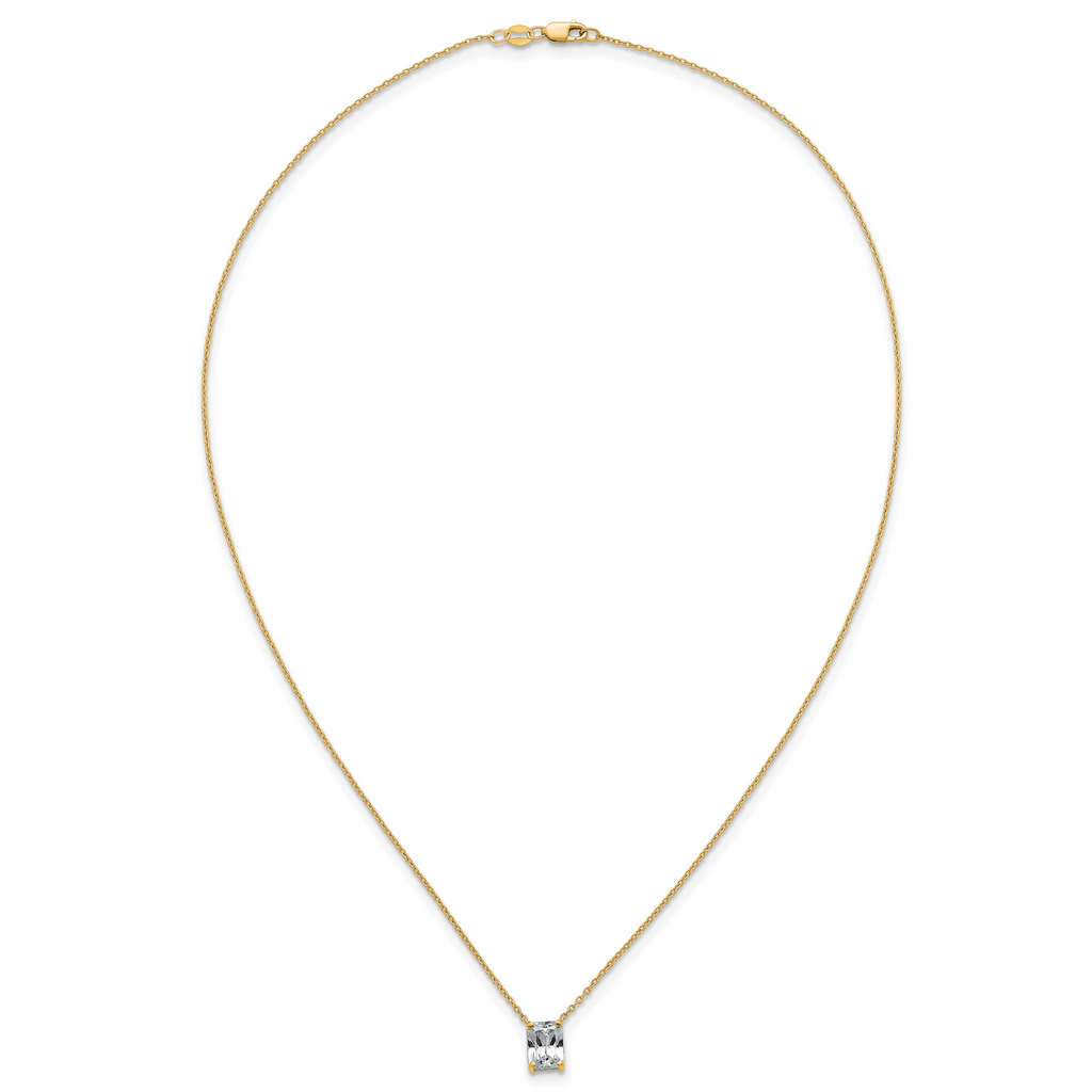14k 1 1/2 carat Certified Lab Grown Diamond VS+ F+ Radiant Complete 18 inch Four Prong Pendant Necklace