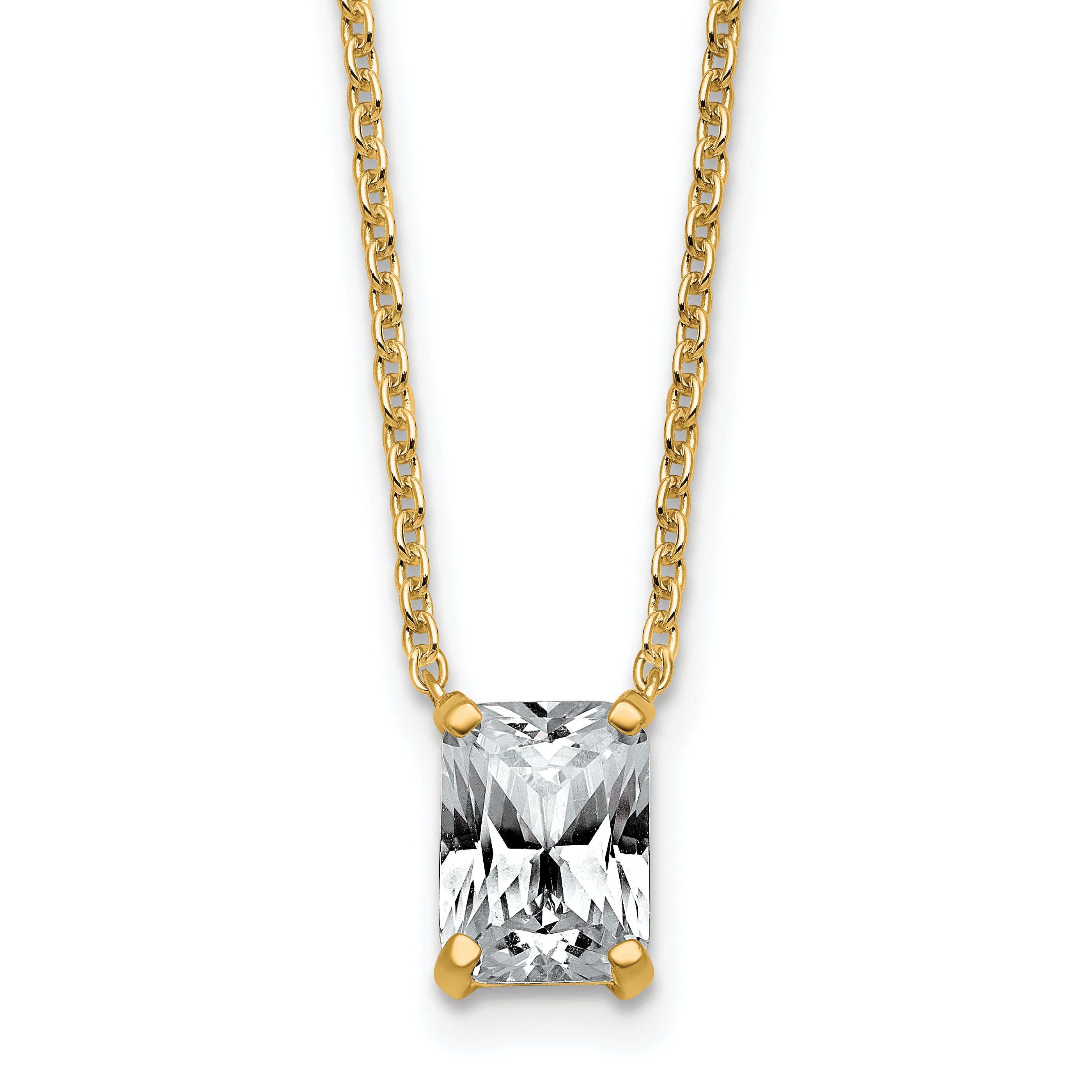 14k 1 1/2 carat Certified Lab Grown Diamond VS+ F+ Radiant Complete 18 inch Four Prong Pendant Necklace