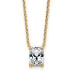 14k 1 1/2 carat Certified Lab Grown Diamond VS+ F+ Radiant Complete 18 inch Four Prong Pendant Necklace