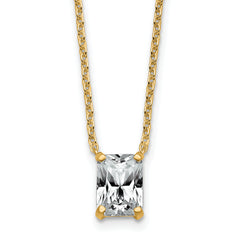 14k 1 1/2 carat Certified Lab Grown Diamond VS+ F+ Radiant Complete 18 inch Four Prong Pendant Necklace