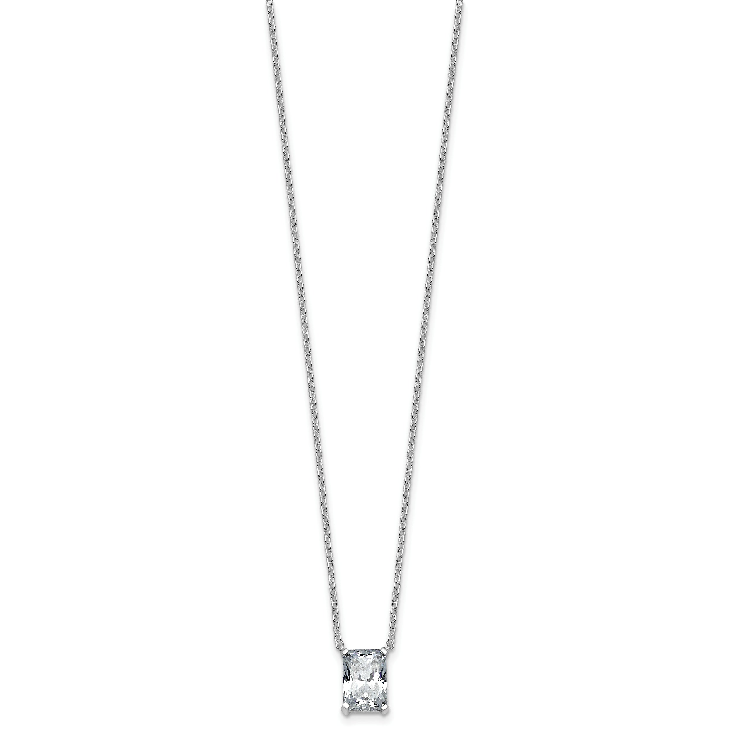 14k White Gold 2 carat Certified Lab Grown Diamond VS+ F+ Radiant Complete 18 inch Four Prong Pendant Necklace