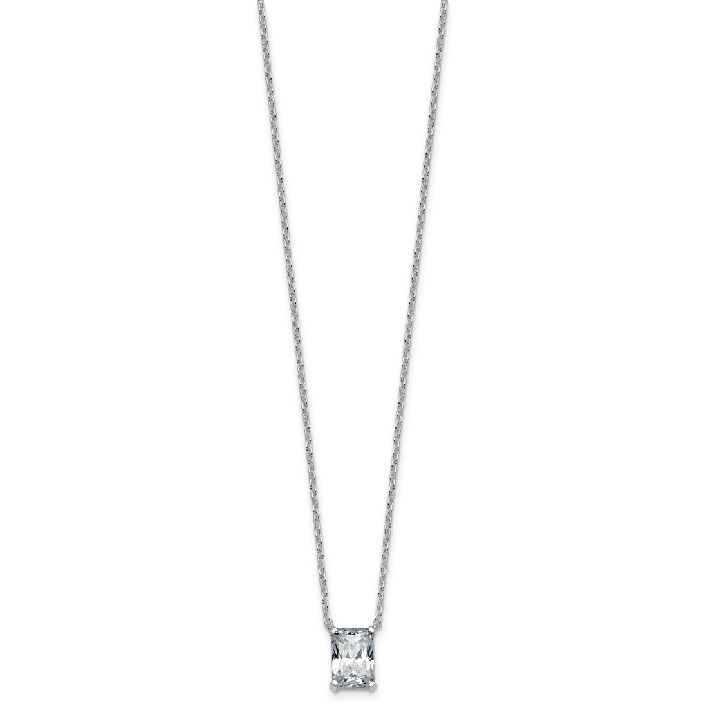 14k White Gold 2 carat Certified Lab Grown Diamond VS+ F+ Radiant Complete 18 inch Four Prong Pendant Necklace