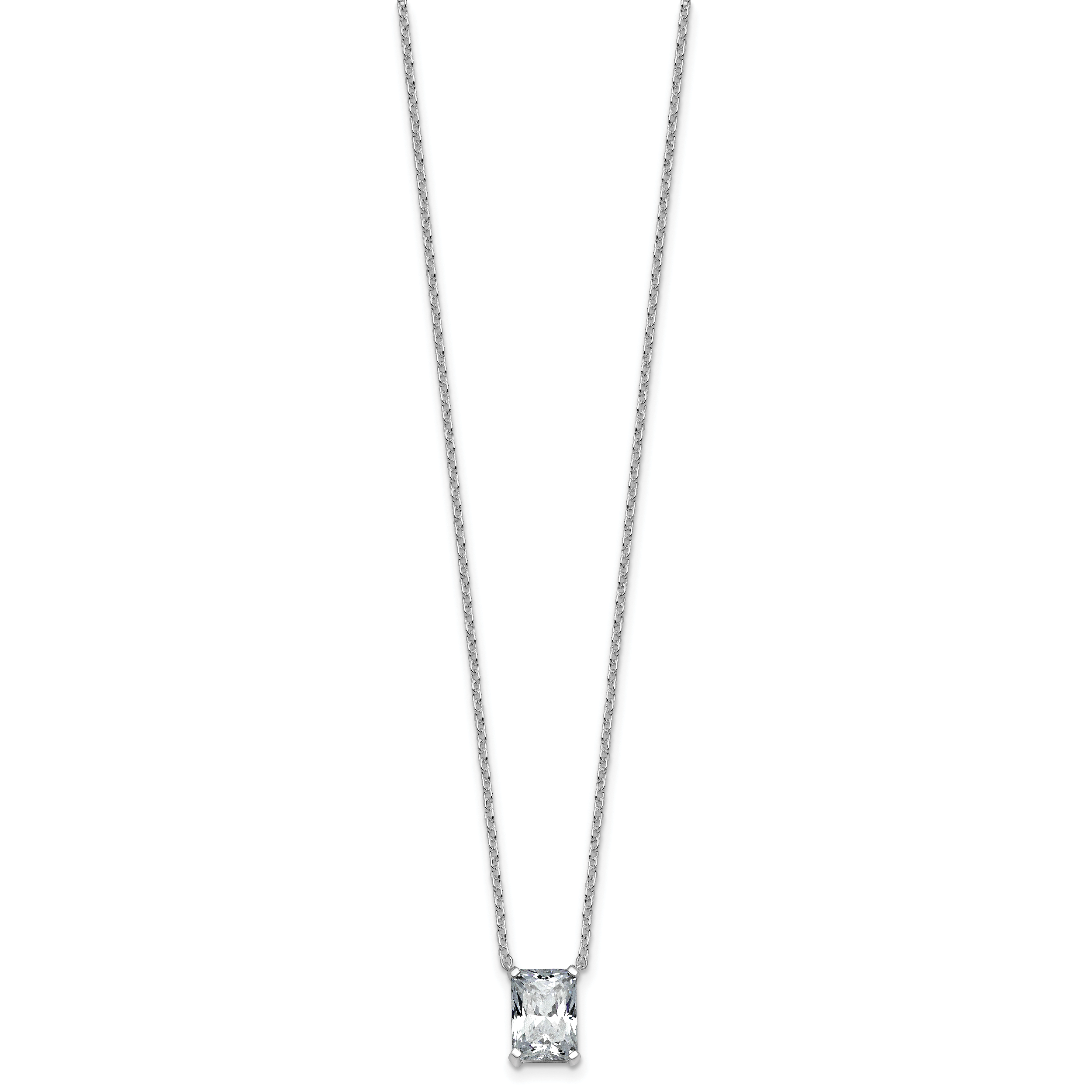 14k White Gold 2 carat Certified Lab Grown Diamond VS+ F+ Radiant Complete 18 inch Four Prong Pendant Necklace