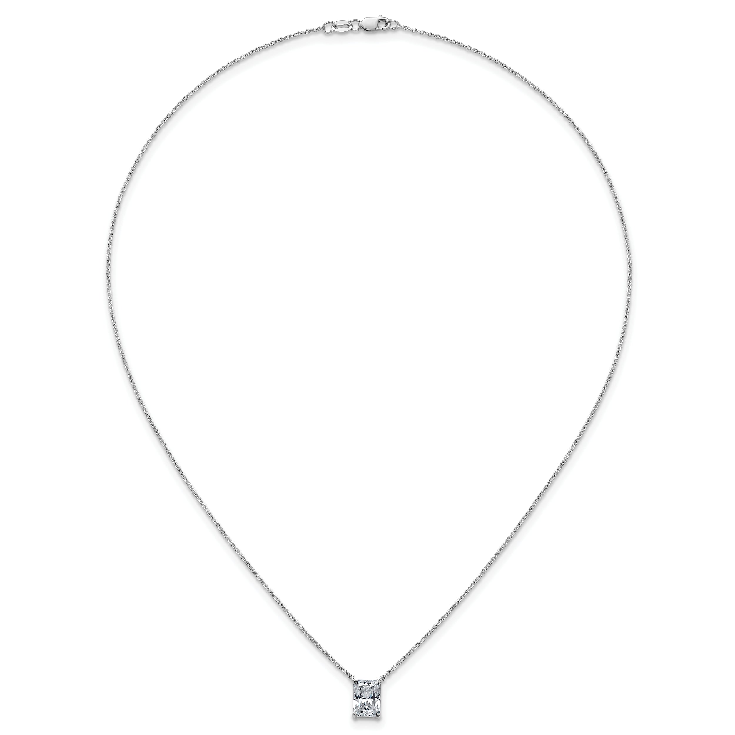 14k White Gold 2 carat Certified Lab Grown Diamond VS+ F+ Radiant Complete 18 inch Four Prong Pendant Necklace