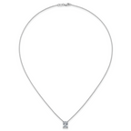 14k White Gold 2 carat Certified Lab Grown Diamond VS+ F+ Radiant Complete 18 inch Four Prong Pendant Necklace