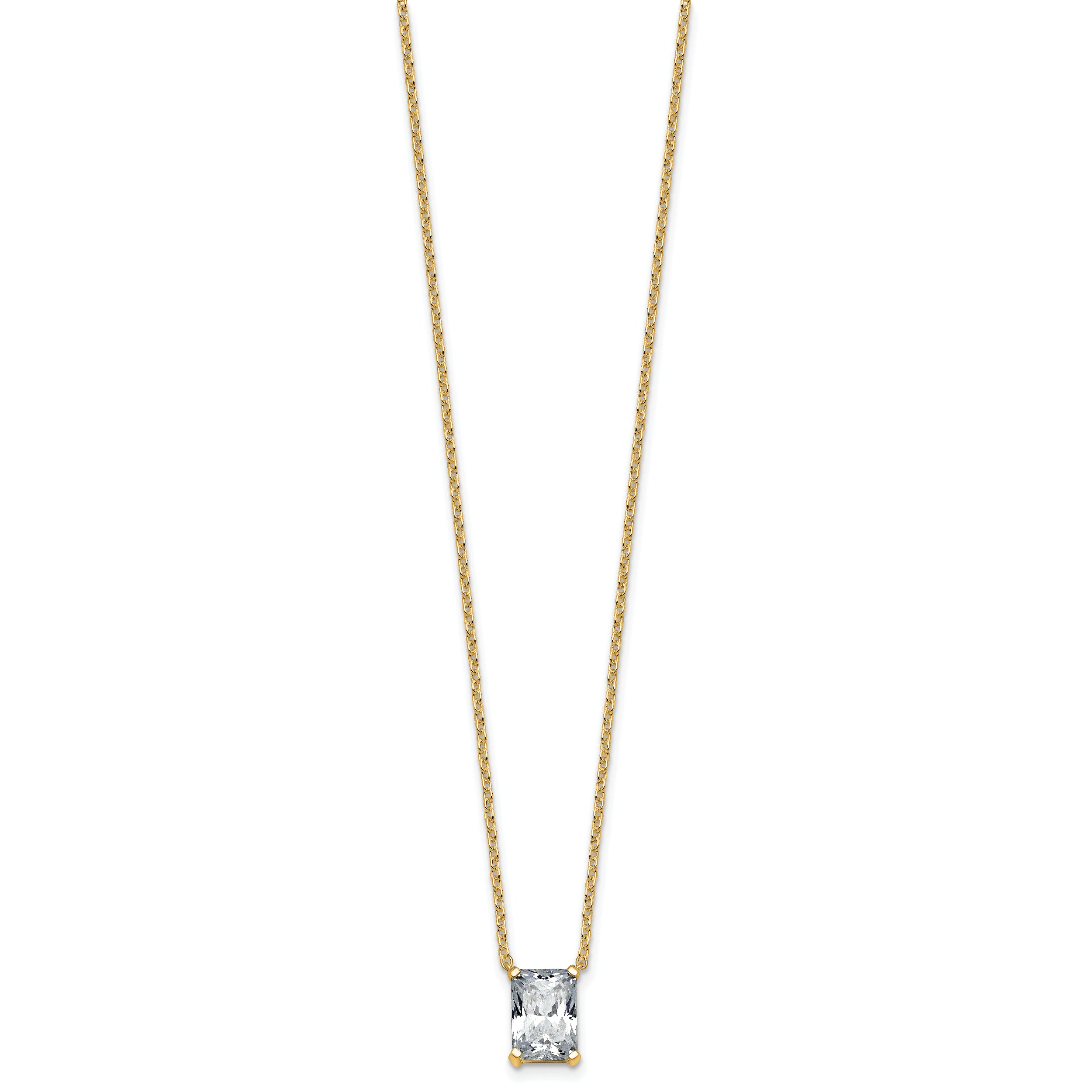 14k 2 carat Certified Lab Grown Diamond VS+ F+ Radiant Complete 18 inch Four Prong Pendant Necklace