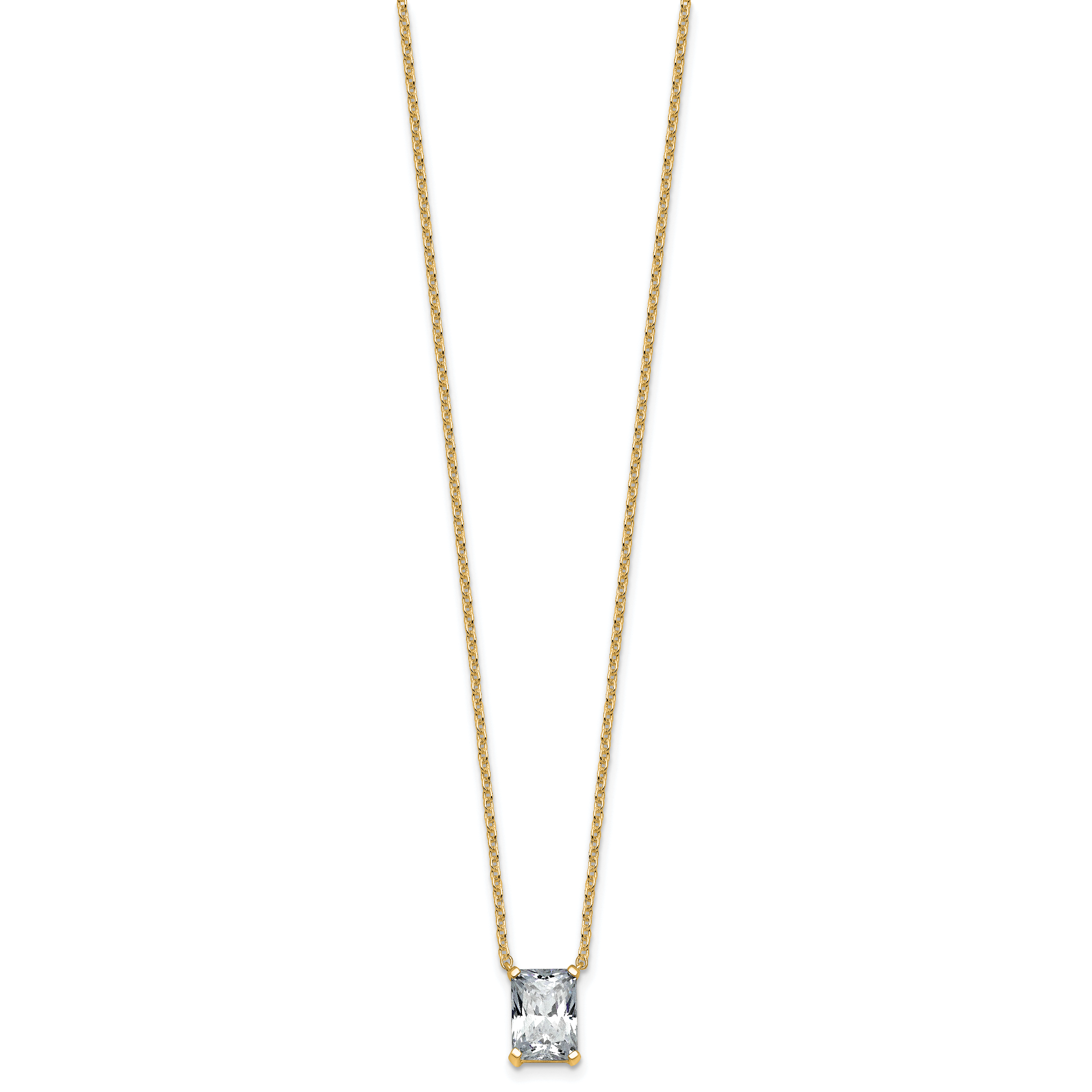14k 2 carat Certified Lab Grown Diamond VS+ F+ Radiant Complete 18 inch Four Prong Pendant Necklace Secondary image