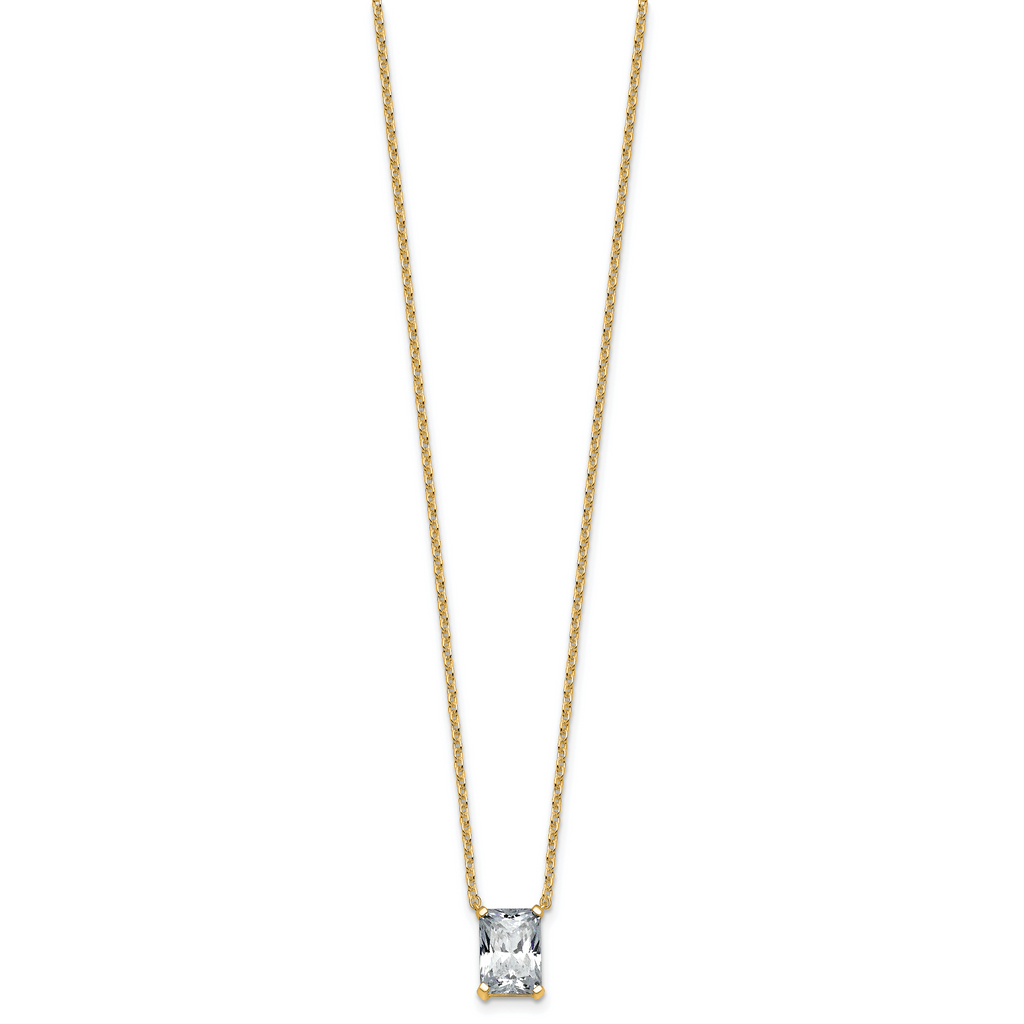 14k 2 carat Certified Lab Grown Diamond VS+ F+ Radiant Complete 18 inch Four Prong Pendant Necklace