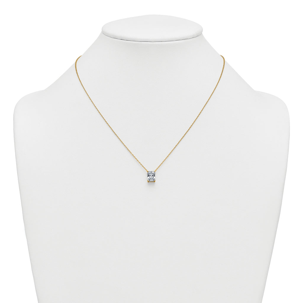 14k 2 carat Lab Grown Diamond VS+ F+ Radiant Complete 18 inch Four Prong Pendant Necklace