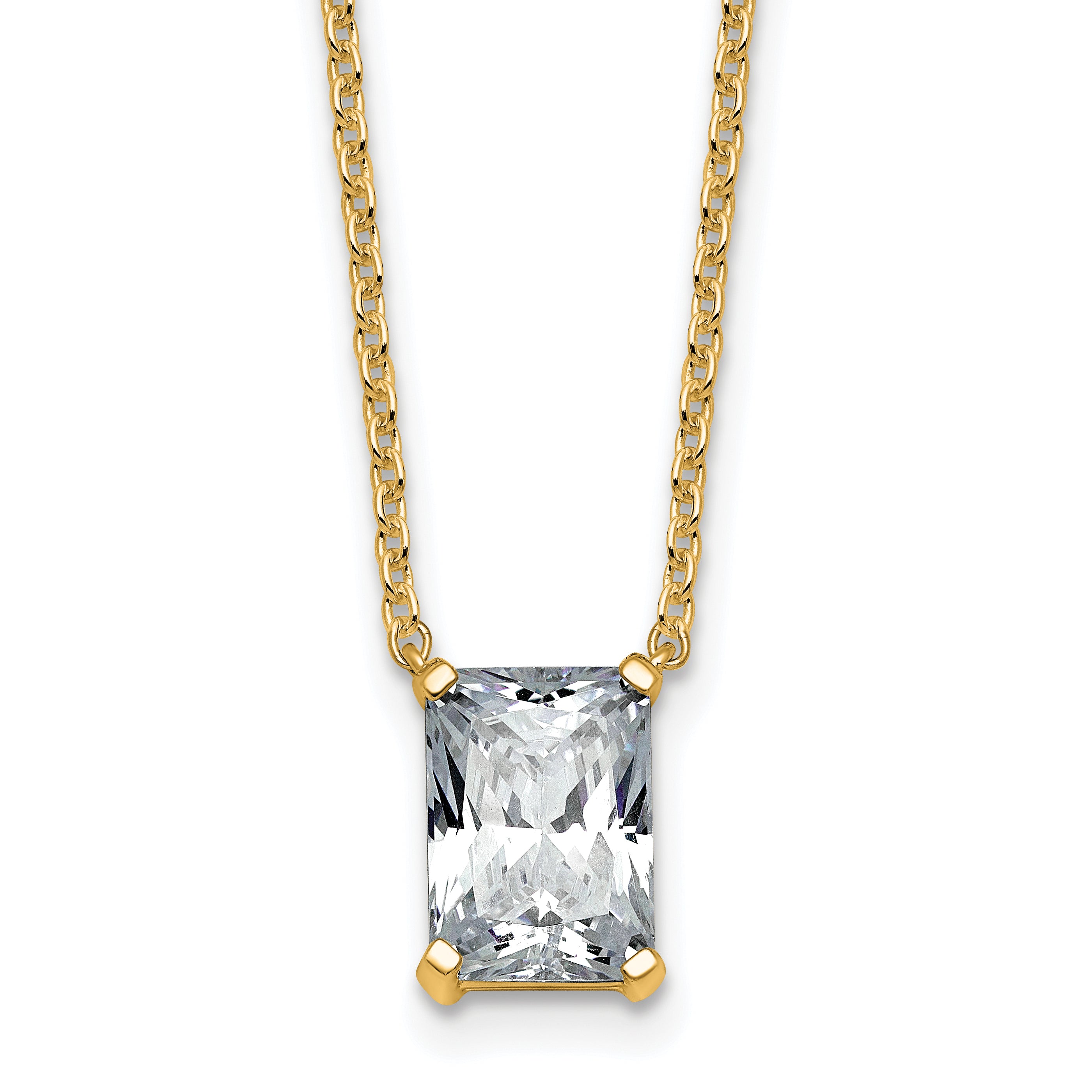 14k 2 carat Certified Lab Grown Diamond VS+ F+ Radiant Complete 18 inch Four Prong Pendant Necklace