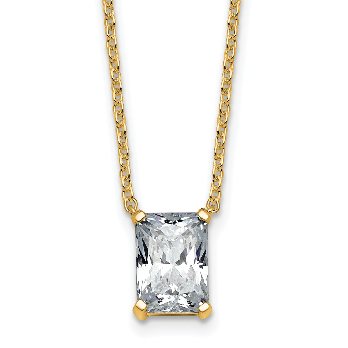 14k 2 carat Certified Lab Grown Diamond VS+ F+ Radiant Complete 18 inch Four Prong Pendant Necklace
