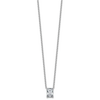 14k White Gold 2 1/2 carat Lab Grown Diamond VS+ F+ Radiant Complete 18 inch Four Prong Pendant Necklace
