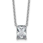 14k White Gold 2 1/2 carat Lab Grown Diamond VS+ F+ Radiant Complete 18 inch Four Prong Pendant Necklace