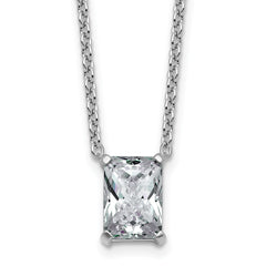 14k White Gold 2 1/2 carat Certified Lab Grown Diamond VS+ F+ Radiant Complete 18 inch Four Prong Pendant Necklace