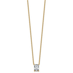 14k 2 1/2 carat Lab Grown Diamond VS+ F+ Radiant Complete 18 inch Four Prong Pendant Necklace