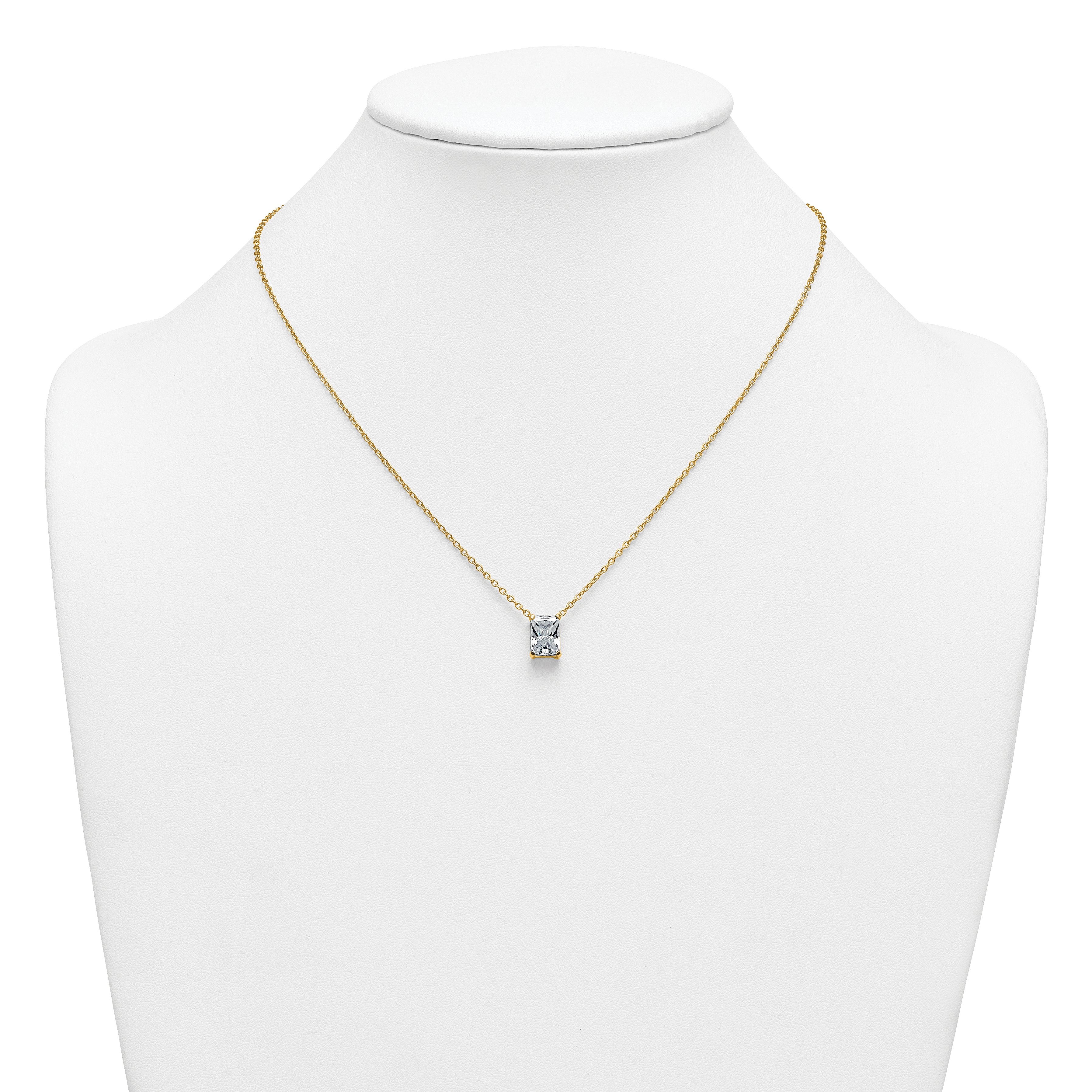 14k 2 1/2 carat Certified Lab Grown Diamond VS+ F+ Radiant Complete 18 inch Four Prong Pendant Necklace
