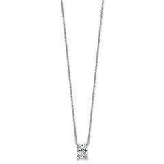 14k White Gold 3 carat Lab Grown Diamond VS+ F+ Radiant Complete 18 inch Four Prong Pendant Necklace