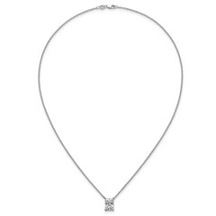 14k White Gold 3 carat Certified Lab Grown Diamond VS+ F+ Radiant Complete 18 inch Four Prong Pendant Necklace