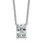 14k White Gold 3 carat Certified Lab Grown Diamond VS+ F+ Radiant Complete 18 inch Four Prong Pendant Necklace