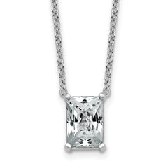 14k White Gold 3 carat Certified Lab Grown Diamond VS+ F+ Radiant Complete 18 inch Four Prong Pendant Necklace