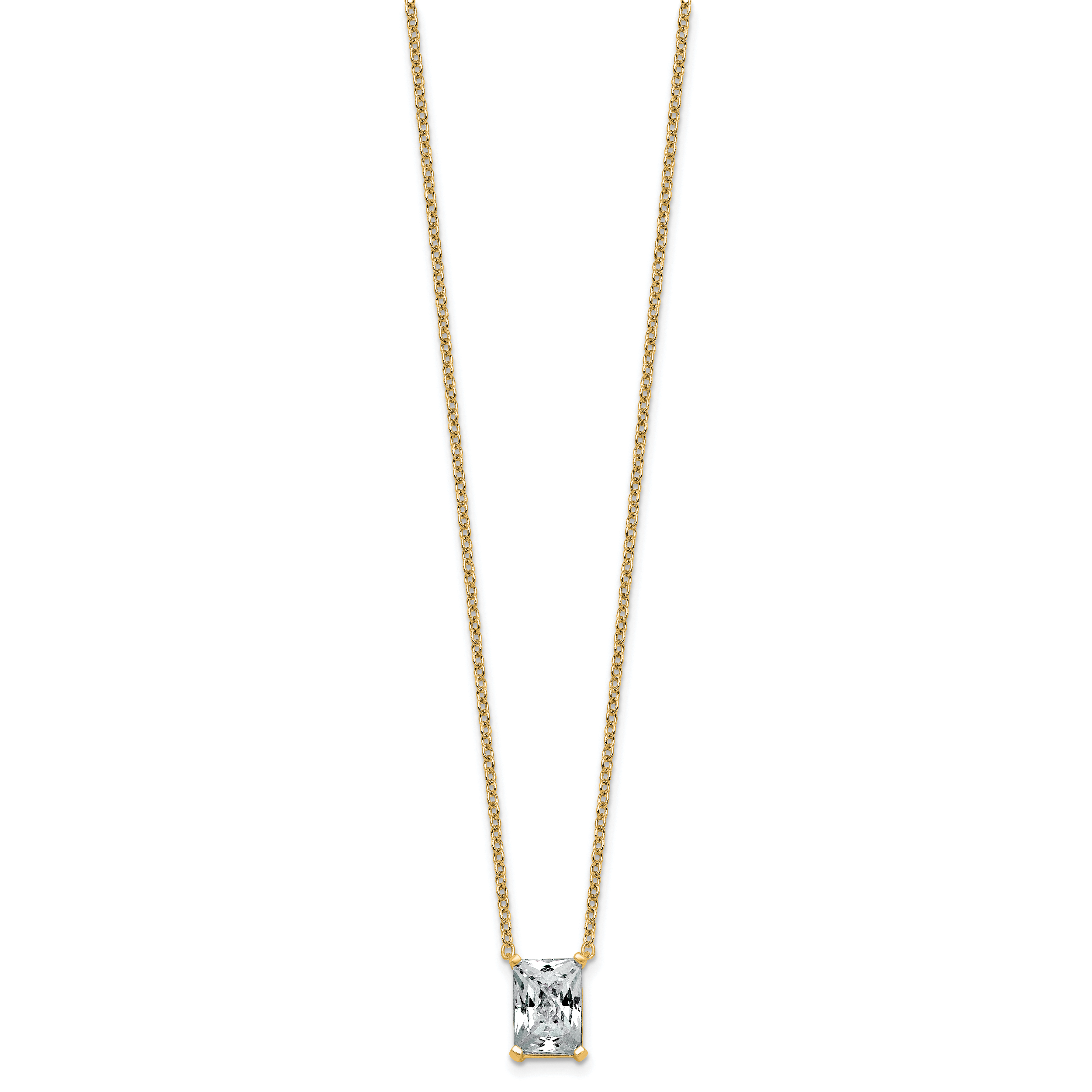 14k 3 carat Lab Grown Diamond VS+ F+ Radiant Complete 18 inch Four Prong Pendant Necklace