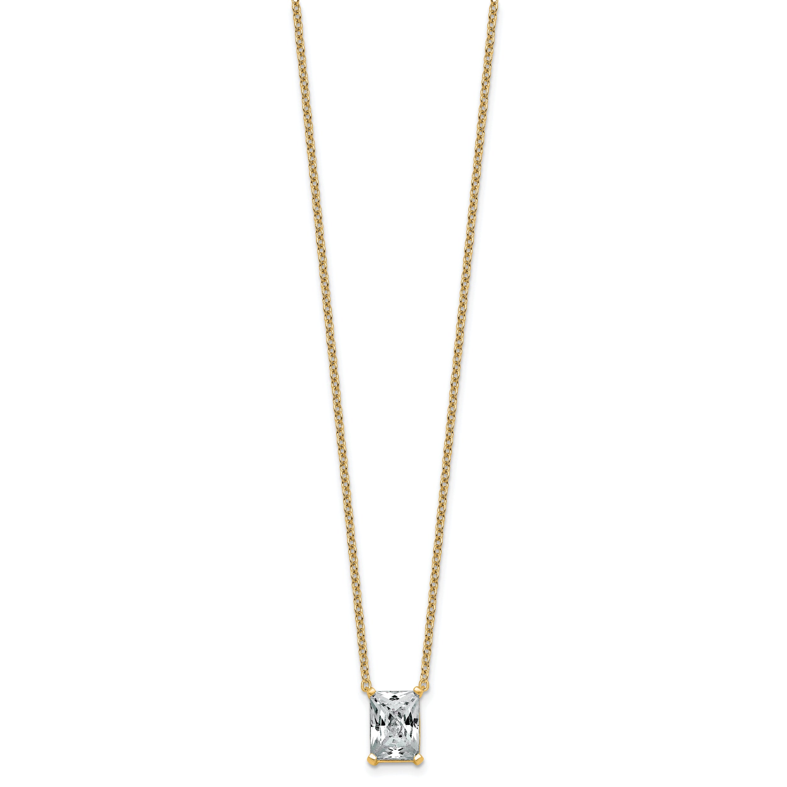 14k 3 carat Certified Lab Grown Diamond VS+ F+ Radiant Complete 18 inch Four Prong Pendant Necklace