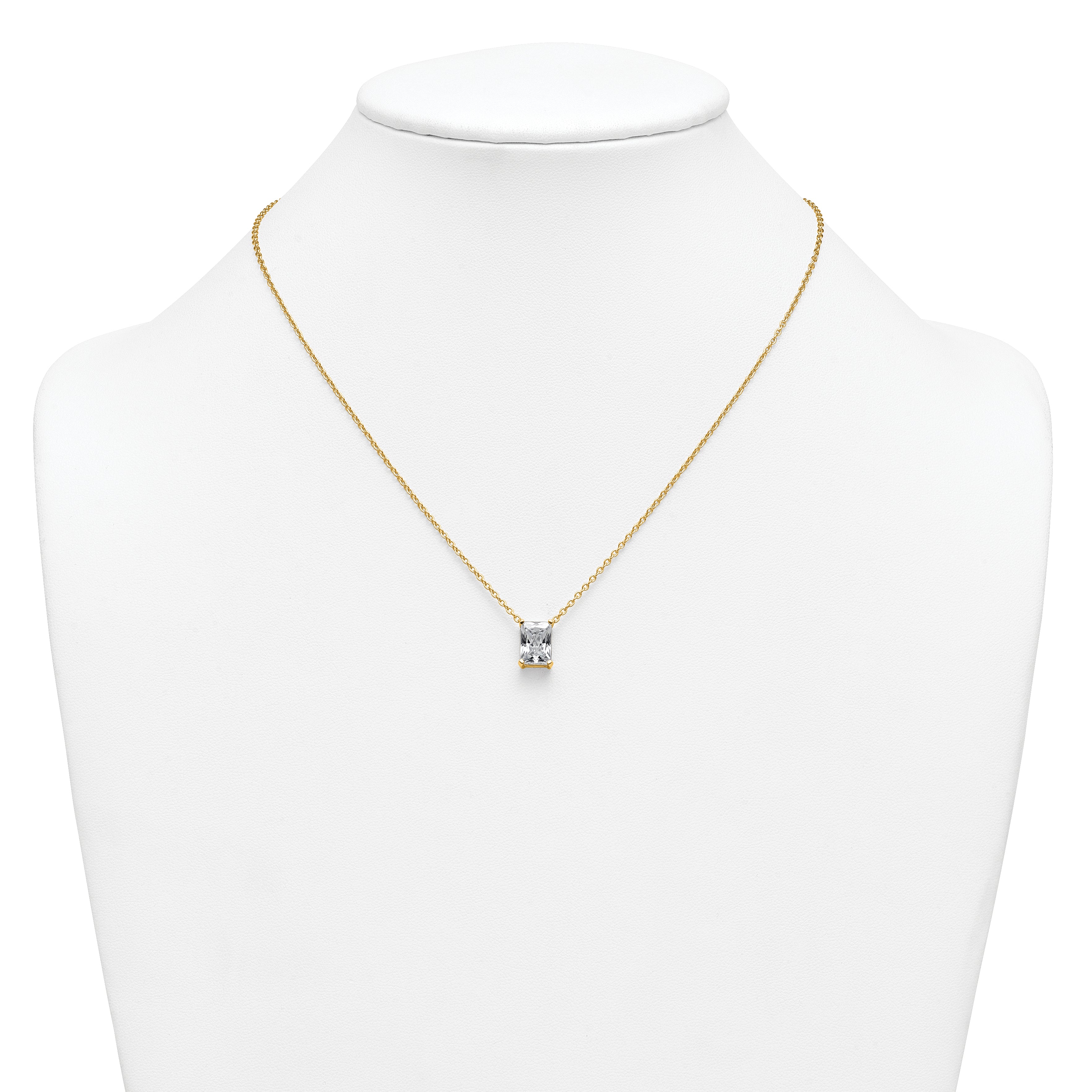 14k 3 carat Certified Lab Grown Diamond VS+ F+ Radiant Complete 18 inch Four Prong Pendant Necklace