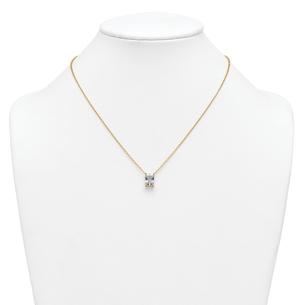 14k 3 carat Certified Lab Grown Diamond VS+ F+ Radiant Complete 18 inch Four Prong Pendant Necklace