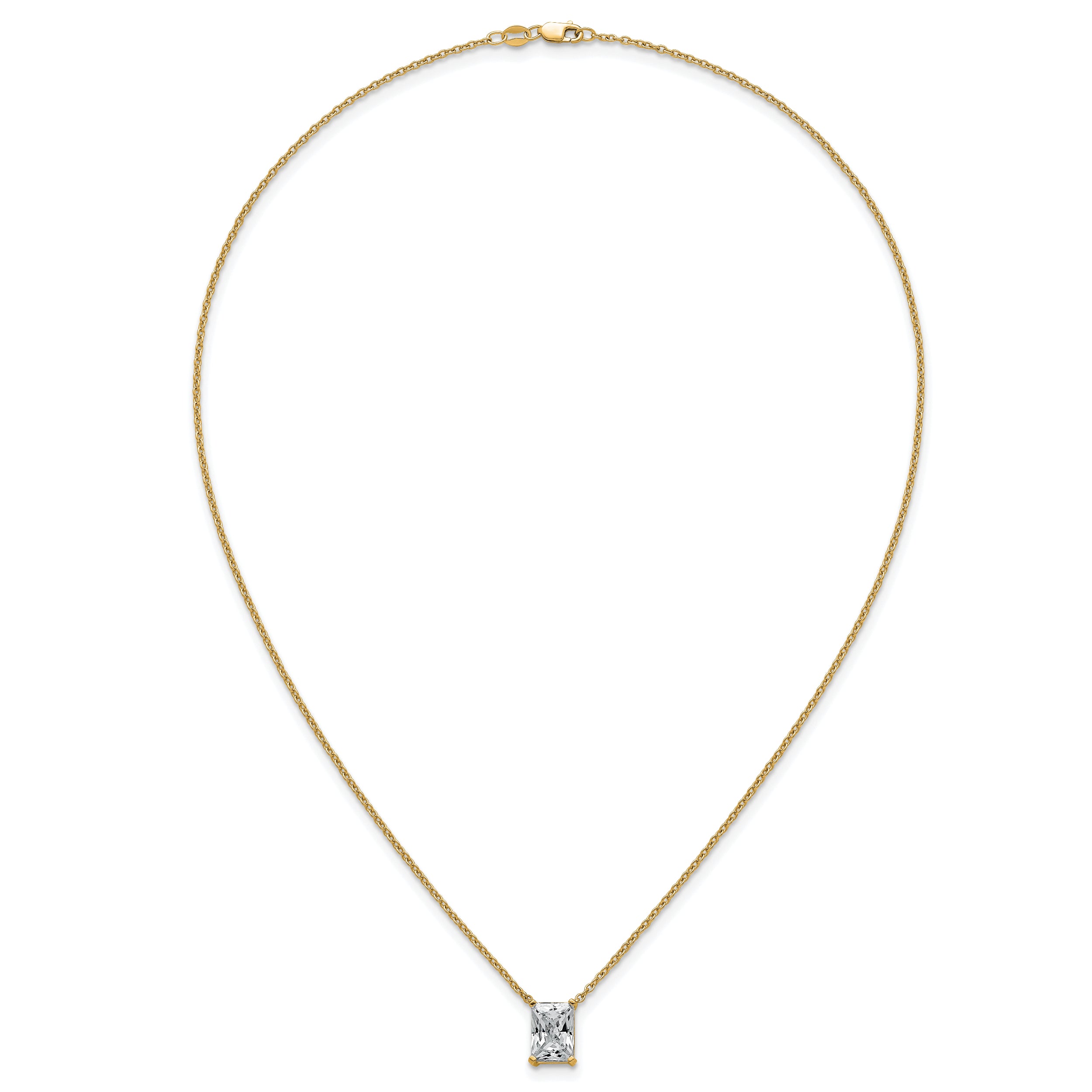 14k 3 carat Certified Lab Grown Diamond VS+ F+ Radiant Complete 18 inch Four Prong Pendant Necklace