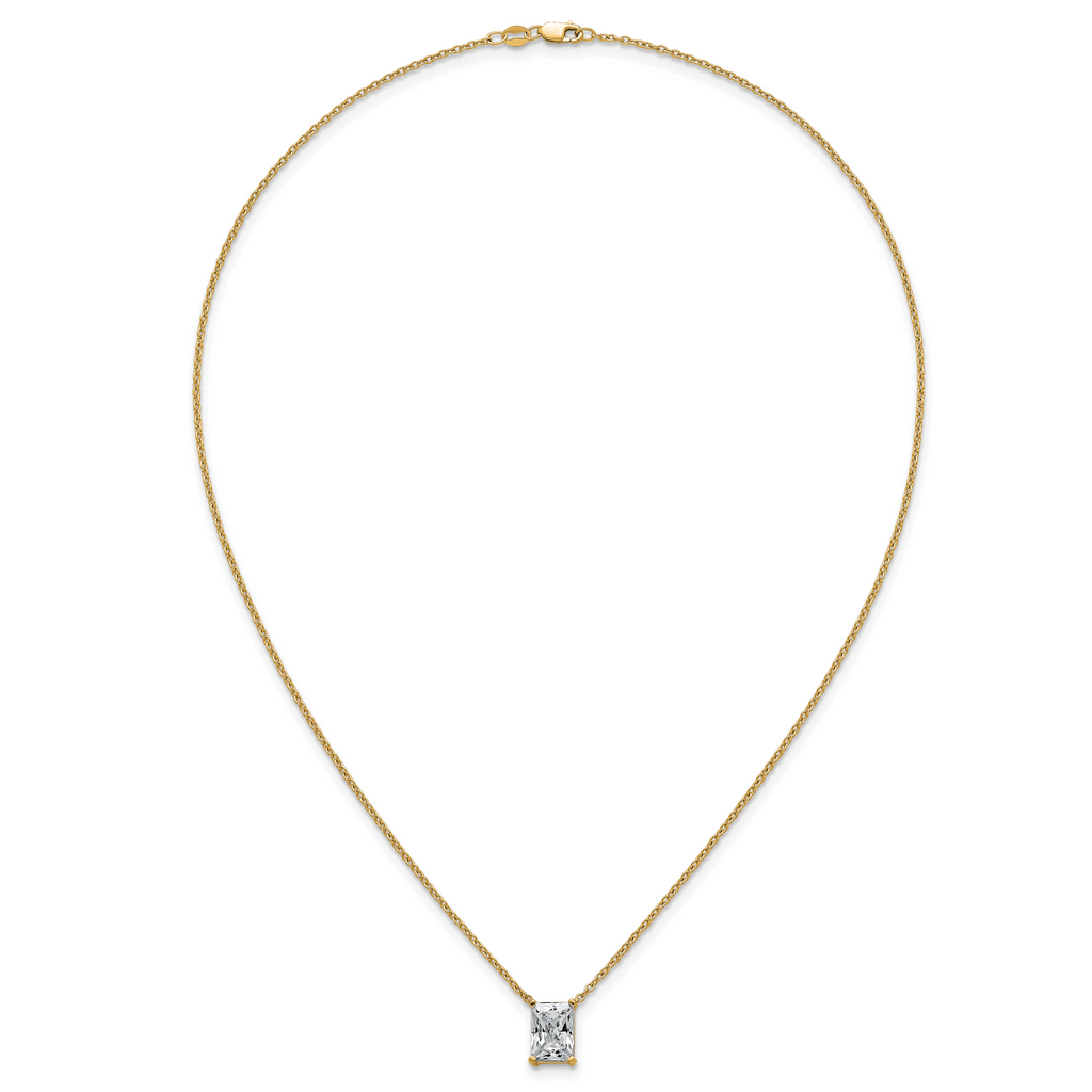 14k 3 carat Certified Lab Grown Diamond VS+ F+ Radiant Complete 18 inch Four Prong Pendant Necklace