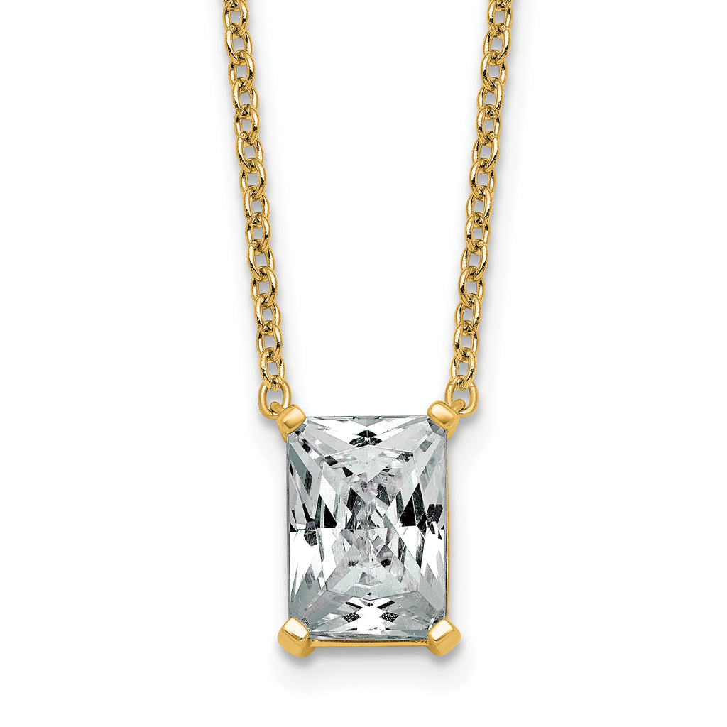 14k 3 carat Certified Lab Grown Diamond VS+ F+ Radiant Complete 18 inch Four Prong Pendant Necklace