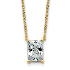 14k 3 carat Certified Lab Grown Diamond VS+ F+ Radiant Complete 18 inch Four Prong Pendant Necklace