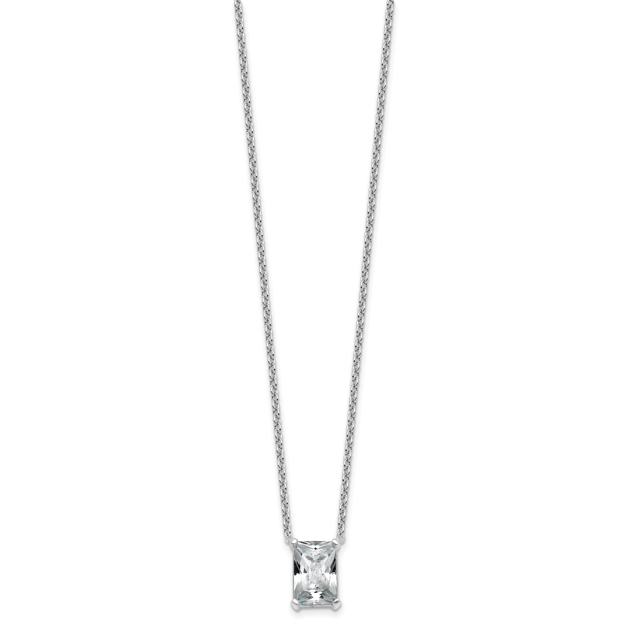 14k White Gold 3 1/2 carat Certified Lab Grown Diamond VS+ F+ Radiant Complete 18 inch Four Prong Pendant Necklace