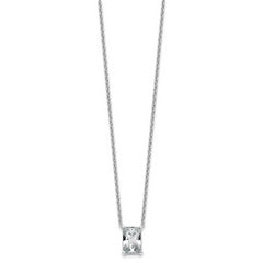 14k White Gold 3 1/2 carat Certified Lab Grown Diamond VS+ F+ Radiant Complete 18 inch Four Prong Pendant Necklace