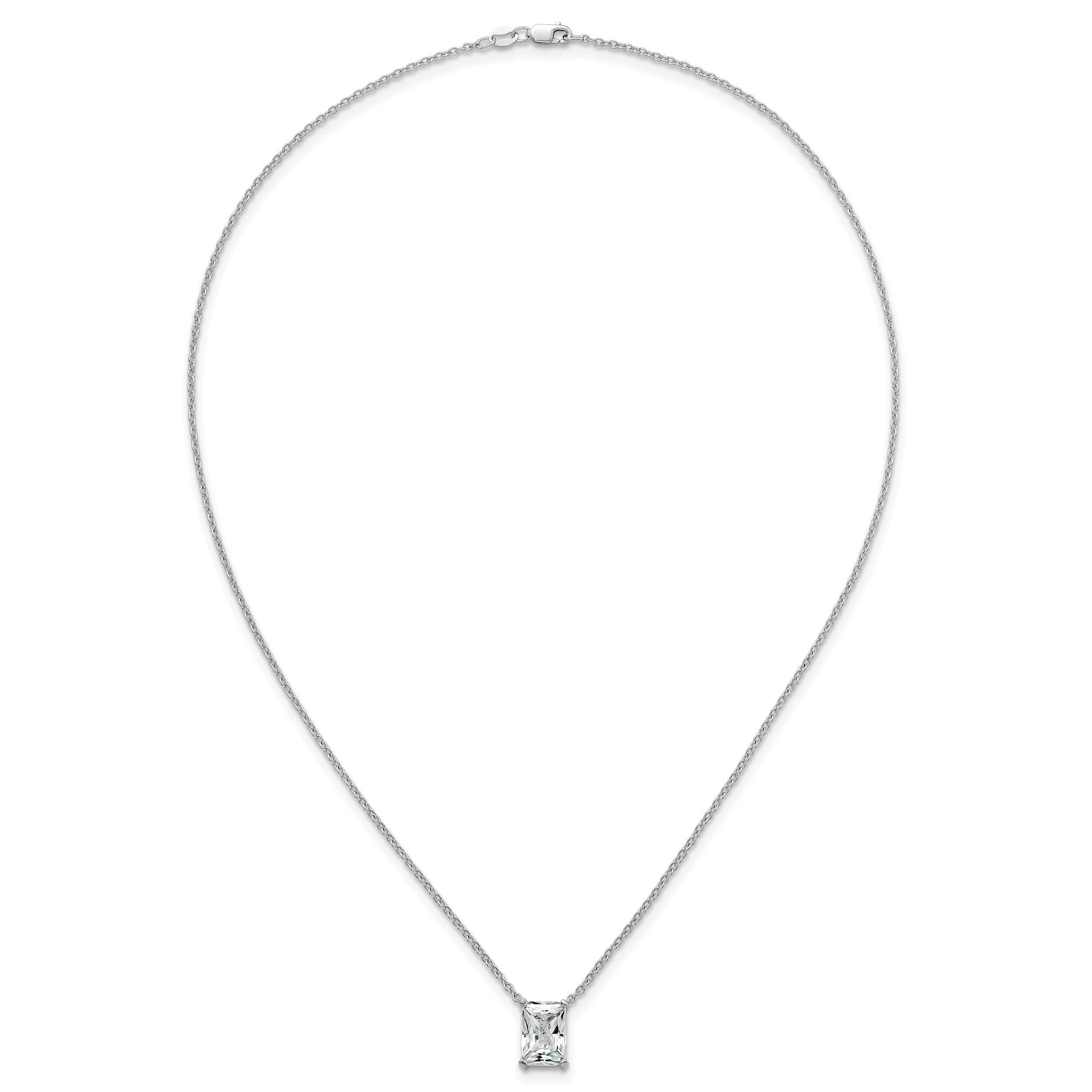 14k White Gold 3 1/2 carat Lab Grown Diamond VS+ F+ Radiant Complete 18 inch Four Prong Pendant Necklace