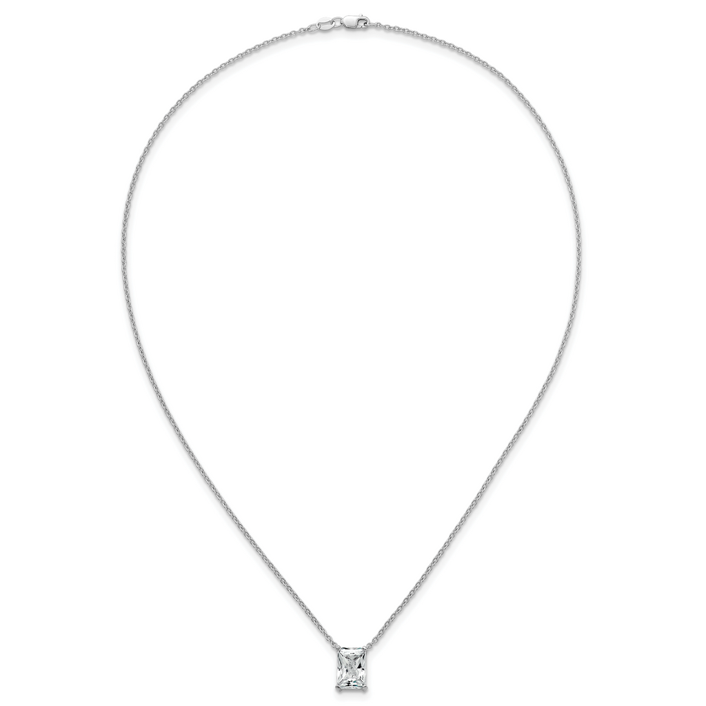 14k White Gold 3 1/2 carat Certified Lab Grown Diamond VS+ F+ Radiant Complete 18 inch Four Prong Pendant Necklace