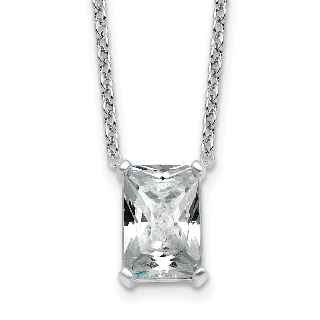 14k White Gold 3 1/2 carat Lab Grown Diamond VS+ F+ Radiant Complete 18 inch Four Prong Pendant Necklace