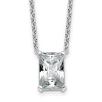 14k White Gold 3 1/2 carat Lab Grown Diamond VS+ F+ Radiant Complete 18 inch Four Prong Pendant Necklace