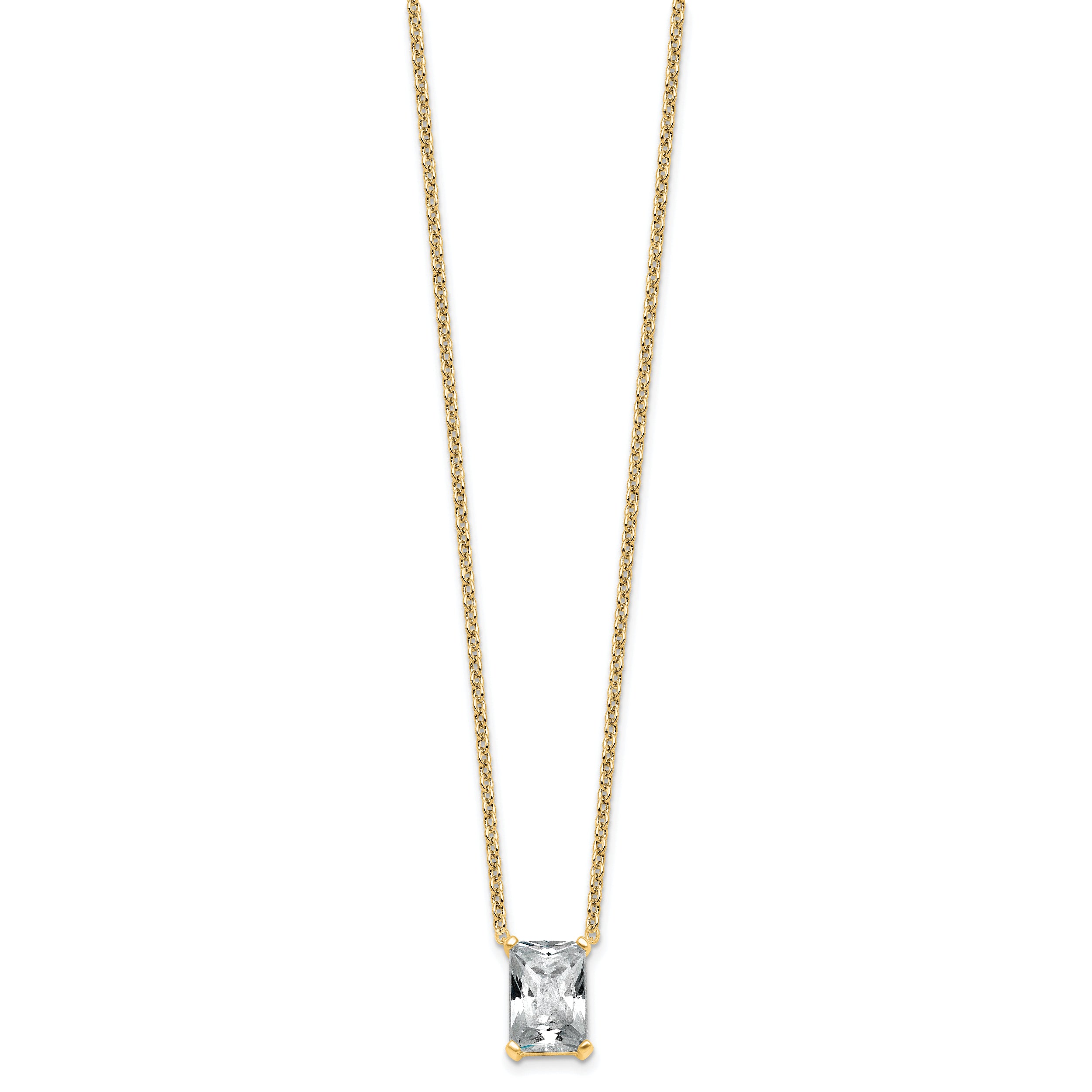 14k 3 1/2 carat Certified Lab Grown Diamond VS+ F+ Radiant Complete 18 inch Four Prong Pendant Necklace