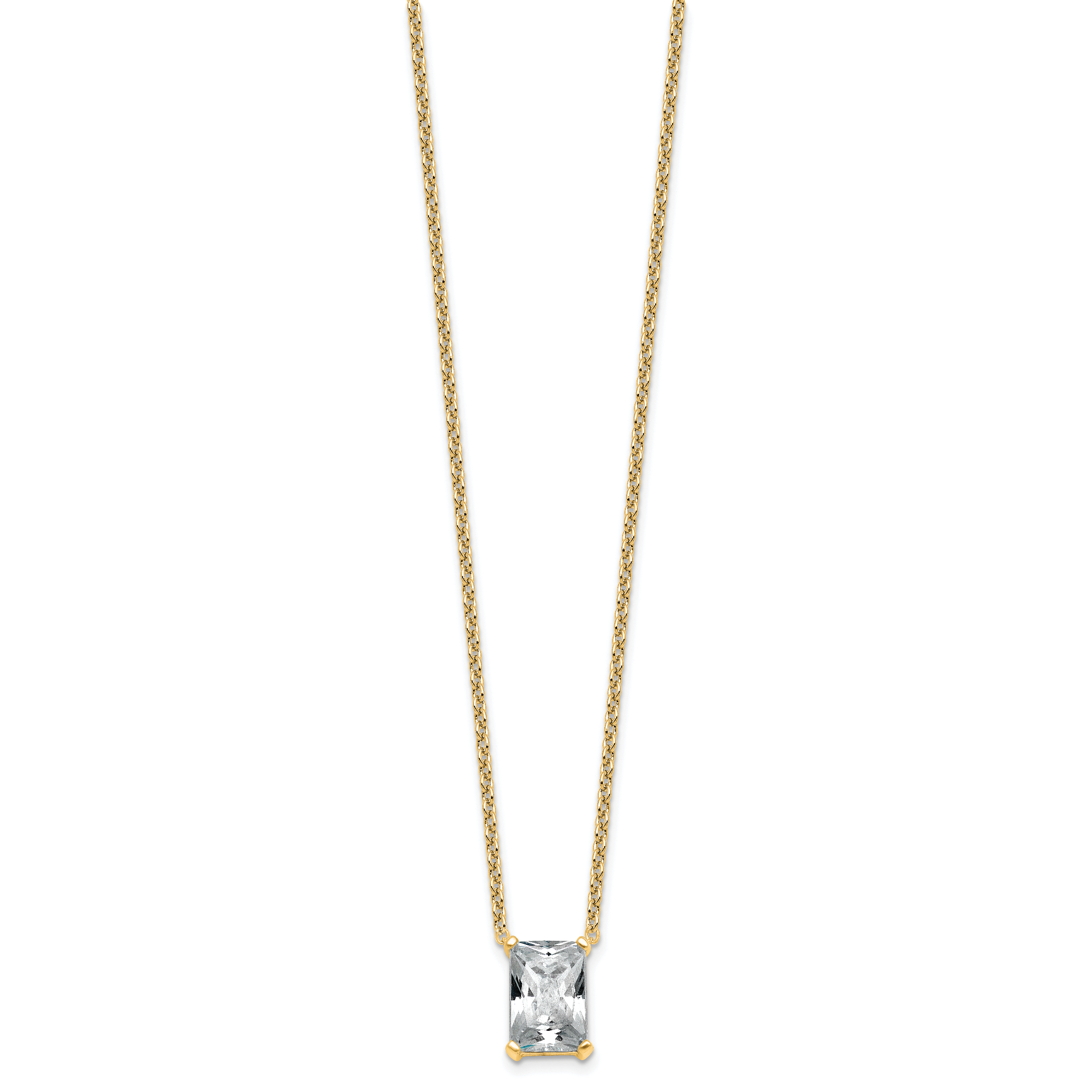 14k 3 1/2 carat Certified Lab Grown Diamond VS+ F+ Radiant Complete 18 inch Four Prong Pendant Necklace
