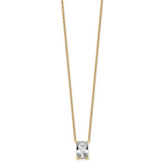 14k 3 1/2 carat Certified Lab Grown Diamond VS+ F+ Radiant Complete 18 inch Four Prong Pendant Necklace