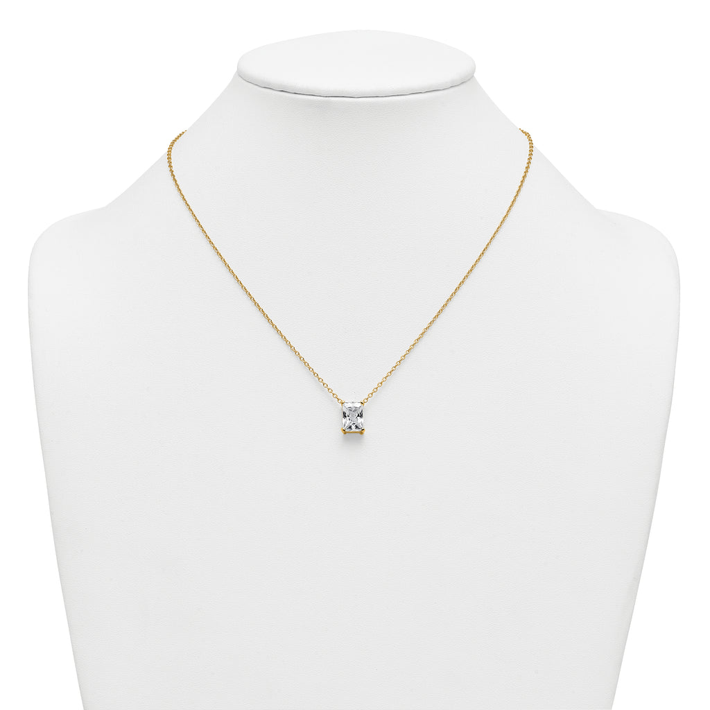14k 3 1/2 carat Certified Lab Grown Diamond VS+ F+ Radiant Complete 18 inch Four Prong Pendant Necklace