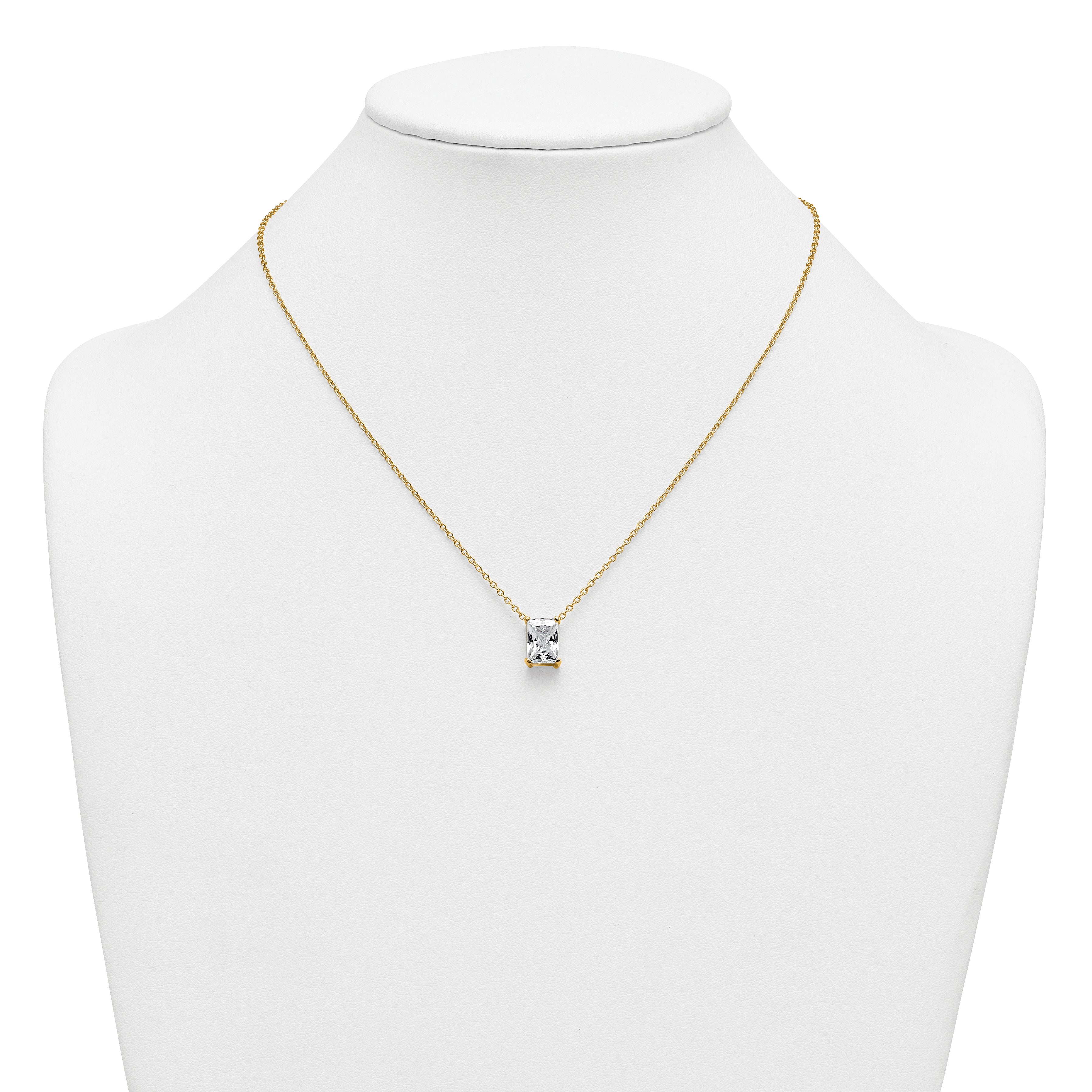 14k 3 1/2 carat Lab Grown Diamond VS+ F+ Radiant Complete 18 inch Four Prong Pendant Necklace