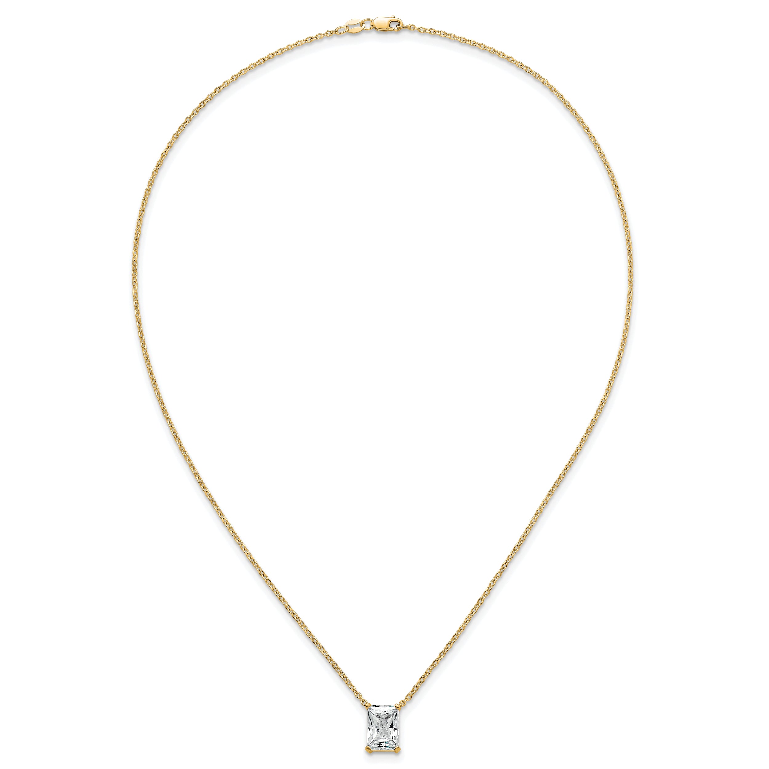 14k 3 1/2 carat Certified Lab Grown Diamond VS+ F+ Radiant Complete 18 inch Four Prong Pendant Necklace