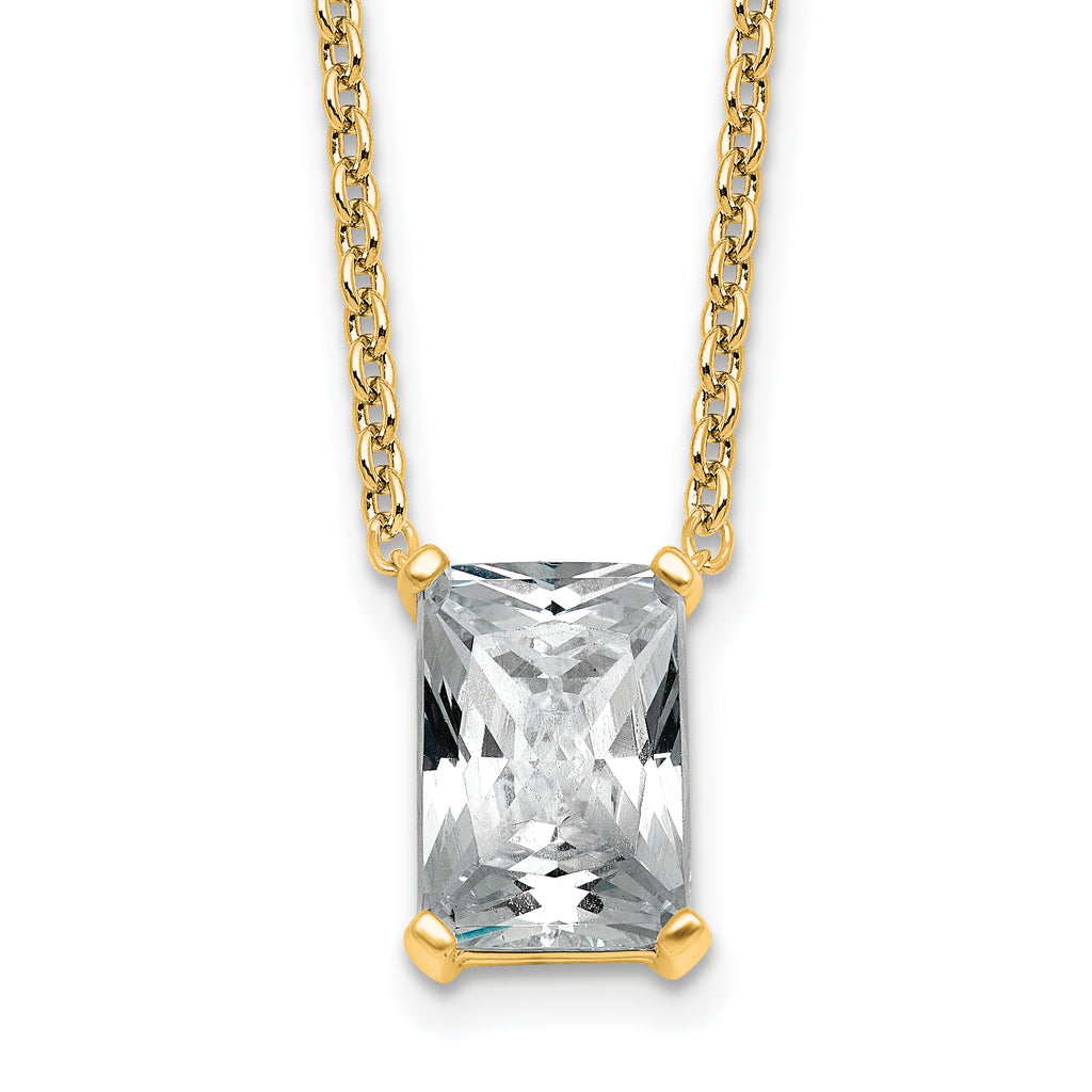 14k 3 1/2 carat Certified Lab Grown Diamond VS+ F+ Radiant Complete 18 inch Four Prong Pendant Necklace