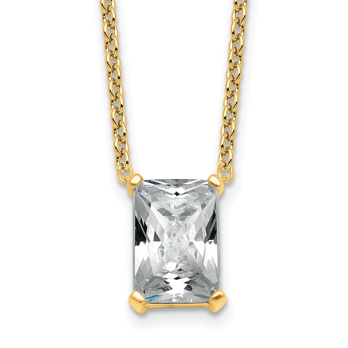 14k 3 1/2 carat Certified Lab Grown Diamond VS+ F+ Radiant Complete 18 inch Four Prong Pendant Necklace